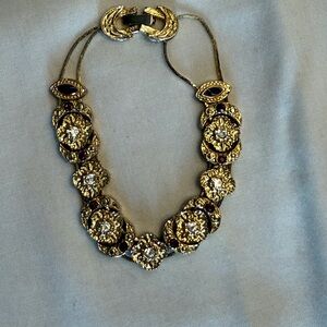 Gold tone and faux diamond bracelet